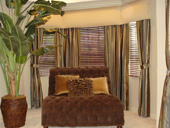 Custom Somfy Motorized Blinds and Drapes with Fabric Valence